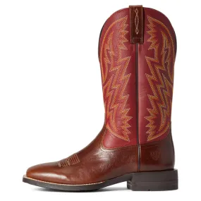 'Ariat' Men's Dynamic Western Square Toe - Crest Brown / Macaw Red