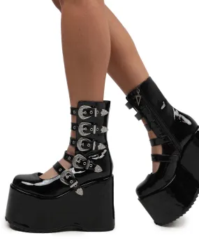 Dark Side Buckle Platform Boots