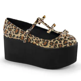 Demonia CLICK-08 | Leopard Canvas Platform Shoes