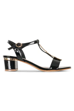 Glossy T-bar Sandal | BLACK | BLAZE AB