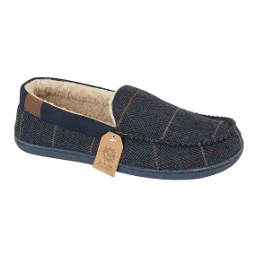 Mens Bedroom Slippers Navy Check Glengarry Jo & Joe