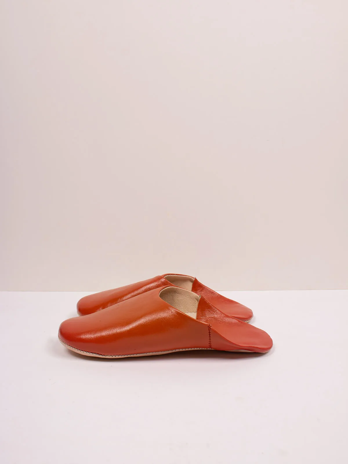 Moroccan Babouche Basic Slippers, Burnt Orange