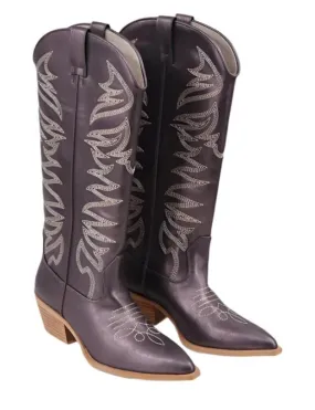 Zerena Gun Metal Cowgirl Boots by Shu Shop