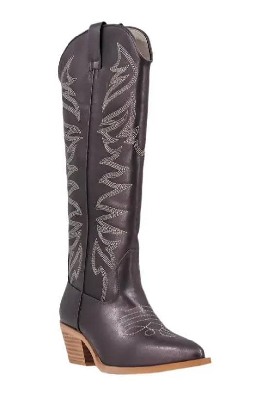 Zerena Gun Metal Cowgirl Boots by Shu Shop